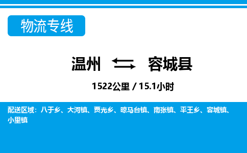 温州到容城县物流专线