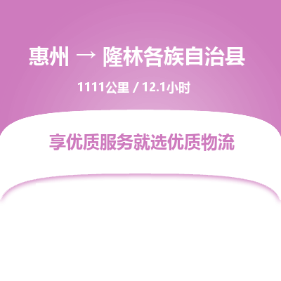 惠州到隆林各族自治县物流公司