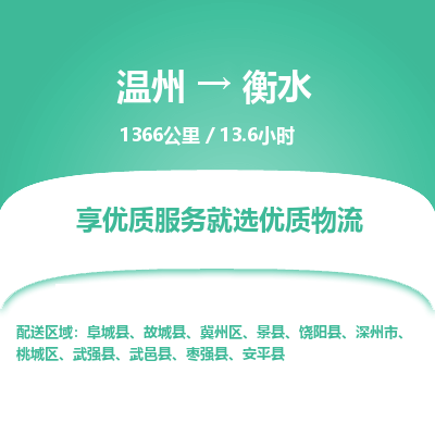 温州到衡水冀州区物流专线
