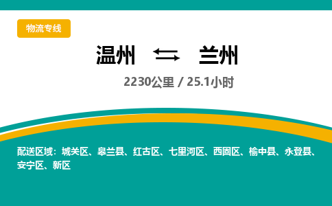 温州到兰州物流专线