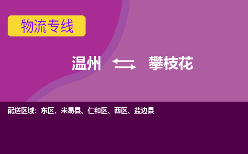 温州到攀枝花西区物流专线